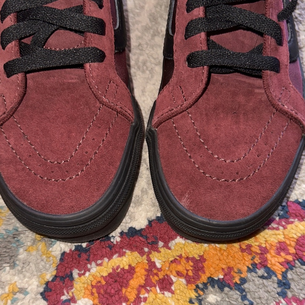 Vans Women's Burgundy and Black High-Top Sneakers - Picture 4 of 8